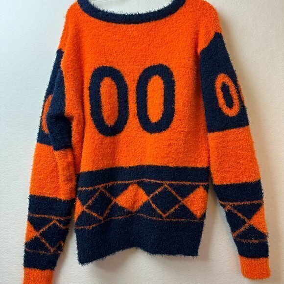 Denver Broncos eyelash sweater Women XL NFL Team‎ Apparel Blue orange - Picture 7 of 7